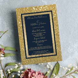 シックエレガントネイビーブルー金ゴールド結婚グリッターのメニュー メニュー