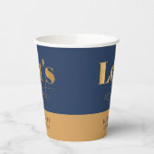 シックエレガントネイビー金ゴールド誕生日レッツ祝 紙コップ (左)