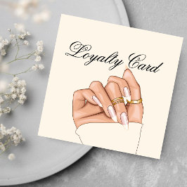 シックエレガントネイルサロンマニキュリストロイヤリティカード スクエア名刺
