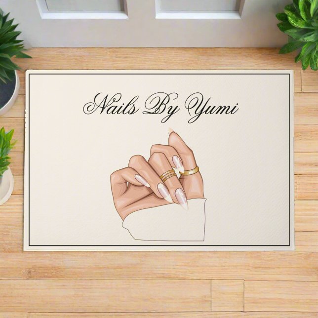 シックエレガントネイルサロンマニキュリスト美しいへようこそ ドアマット (クリエイターアップロード済み)