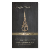 シックエレガントハサミの黒板美容師 マグネット名刺 (正面縦)