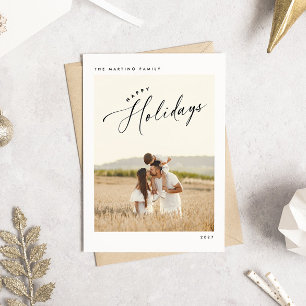 シックエレガントハッピーホリデーズフォトクリスマスカード シーズンカード