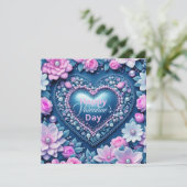 シックエレガントハートパールフローラバレンタインデー カード (スタンド正面)