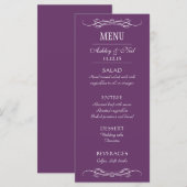 シックエレガントバイオレット結婚のメニューラックカード メニュー (正面/裏面)