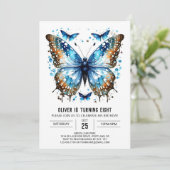 シックエレガントバタフライボーイ誕生日 招待状 (スタンド正面)