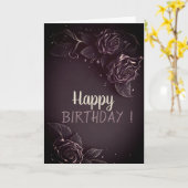 シックエレガントバラゴシック誕生日 カード (黄色い花)