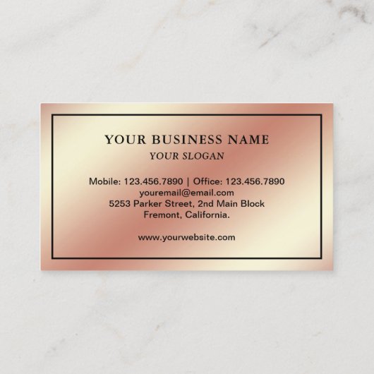 シックエレガントバラゴールドフォイルホースシューファリア 名刺 (裏面)