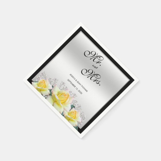 シックエレガントバラシルバ結婚ーズ スタンダードカクテルナプキン (角)