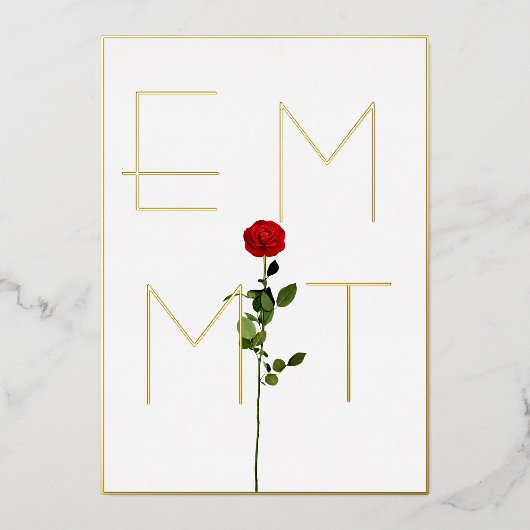 シックエレガントバラステムモノグラム結婚ズ 箔招待状 (正面)