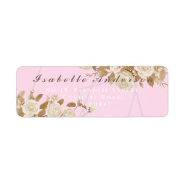 シックエレガントバラピンク差出人住所ラベル ラベル