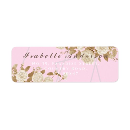 シックエレガントバラピンク差出人住所ラベル ラベル (正面)