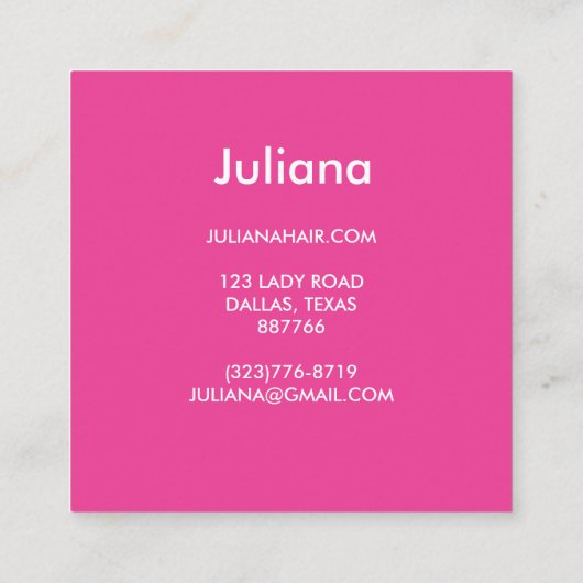 シックエレガントバラフレームフローラ赤面ピンクビジネス スクエア名刺 (裏面)