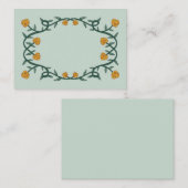 シックエレガントバラフレームボタニカルフローラグリーンゴールド プレイスカード (正面/裏面)