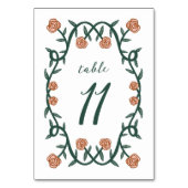 シックエレガントバラフレームボタニカルフローラグリーンピンク テーブルナンバー (裏面)