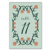 シックエレガントバラフレームボタニカルフローラグリーンピンク テーブルナンバー (裏面)