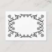 シックエレガントバラフレームボタニカルフローラB&W プレイスカード (正面)