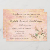 シックエレガントバラマーブルフローラ結婚式招待状 招待状 (正面/裏面)