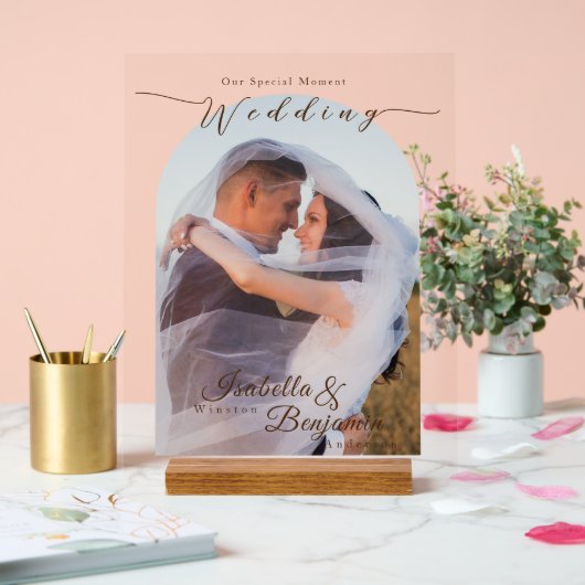 シックエレガントバラ結婚の写真 アクリルサイン (ウェディング)