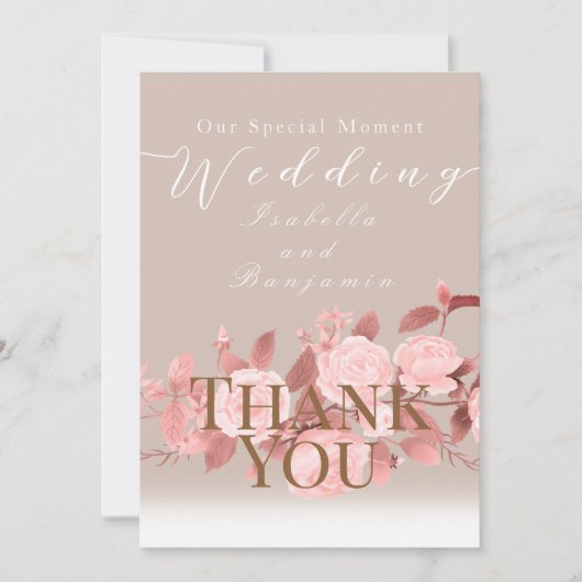 シックエレガントバラ結婚ズ サンキューカード (正面)