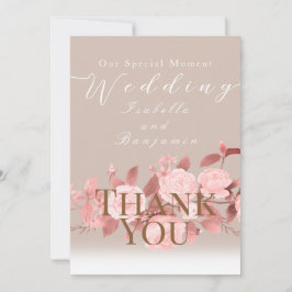 シックエレガントバラ結婚ズ サンキューカード