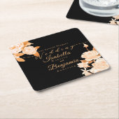 シックエレガントバラ結婚ズ スクエアペーパーコースター (アングル)