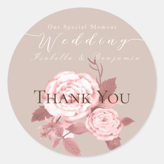 シックエレガントバラ結婚ズ ラウンドシール (正面)