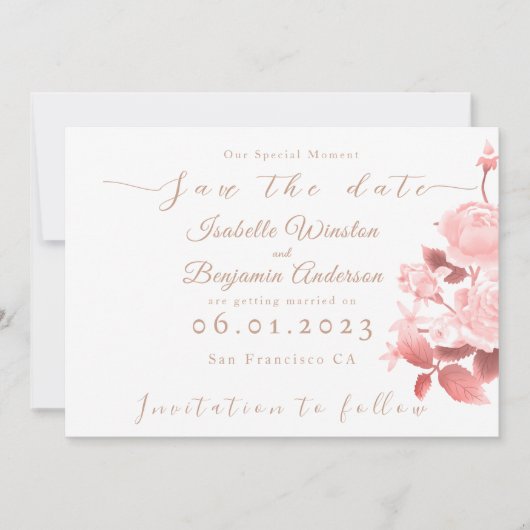 シックエレガントバラ結婚ズ 案内状 (正面)