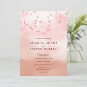 シックエレガントバラ葉抽象芸術結婚ズ 招待状 (スタンド正面)