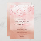 シックエレガントバラ葉抽象芸術結婚ズ 招待状 (正面/裏面)