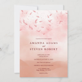 シックエレガントバラ葉抽象芸術結婚ズ 招待状