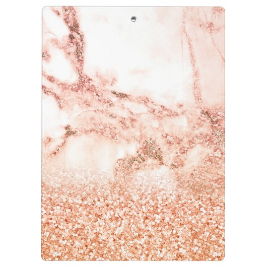 シックエレガントバラ金ゴールドグラデーショングリッターマーブル クリップボード (裏面)