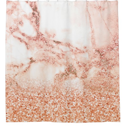 シックエレガントバラ金ゴールドグラデーショングリッターマーブル シャワーカーテン (正面)