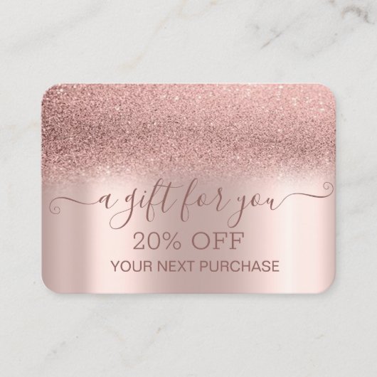 シックエレガントバラ金ゴールドグラデーショングリッター 割引カード (正面)