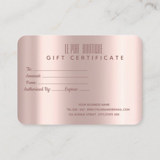 シックエレガントバラ金ゴールドグラデーショングリッター 割引カード (裏面)