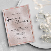 シックエレガントバラ金ゴールドグリッターグラデーシ結婚ョン 招待状