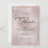 シックエレガントバラ金ゴールドグリッターグラデーシ結婚ョン 招待状 (正面)