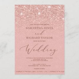 シックエレガントバラ金ゴールドグリッタースパー結婚クル 招待状