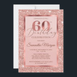 シックエレガントバラ金ゴールドグリッターホイル60th誕生日 招待状<br><div class="desc">シックエレガントバラ金ゴールドグリッターホイル60th誕生日の招待連絡、一致する項目やカスタマイズのための私、赤面バラ©</div>