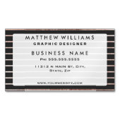 シックエレガントバラ金ゴールドストライプとブラック マグネット名刺 (正面)