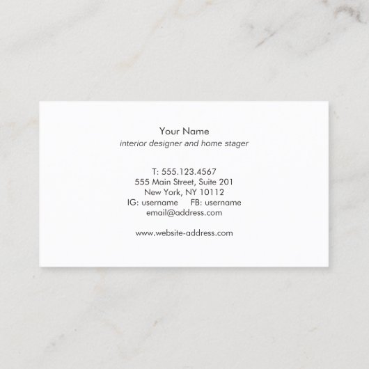 シックエレガントバラ金ゴールドストライプベージュリネン 名刺 (裏面)