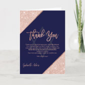 シックエレガントバラ金ゴールドネイビーブルーバルミツワー サンキューカード (正面)