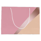 シックエレガントバラ金ゴールドピンク&オレンジ幾何学的 ラージペーパーバッグ (裏面)