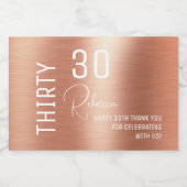 シックエレガントバラ金ゴールド30誕生日パーティミニ リキュールボトルラベル (シングルラベル)