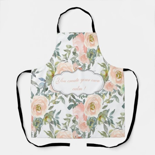 シックエレガントバラ、メやる気を起こさせるッセージ エプロン (正面)