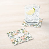 シックエレガントバラ、メやる気を起こさせるッセージ スクエアペーパーコースター (インサイチュ)