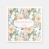 シックエレガントバラ、メやる気を起こさせるッセージ スタンダードカクテルナプキン (正面)