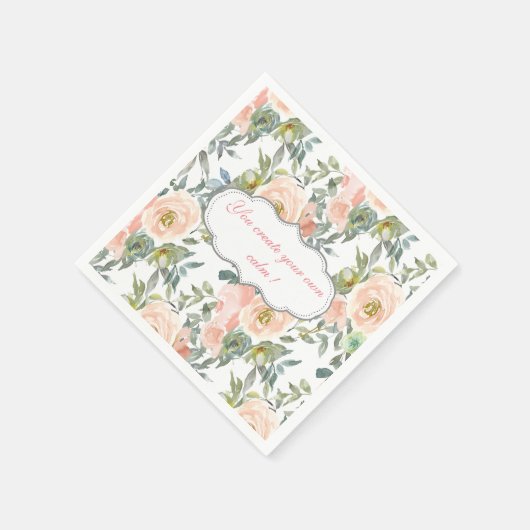 シックエレガントバラ、メやる気を起こさせるッセージ スタンダードカクテルナプキン (角)