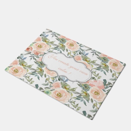 シックエレガントバラ、メやる気を起こさせるッセージ ドアマット (アングル)