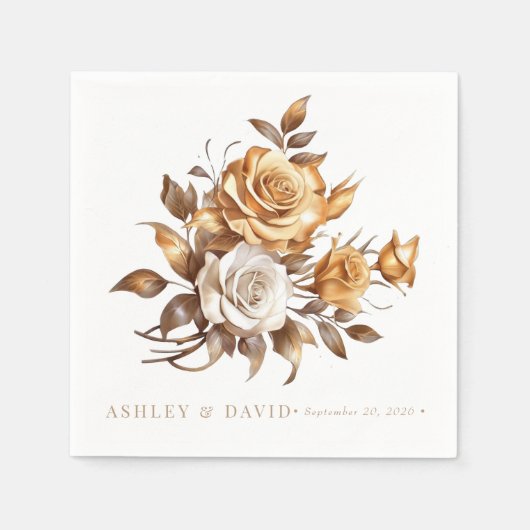 シックエレガントバラ |ロマンチックな婚約パーティ スタンダードカクテルナプキン (正面)