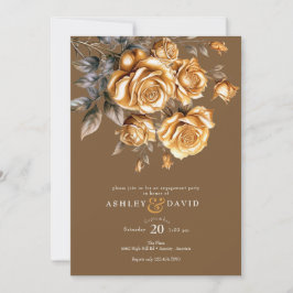 シックエレガントバラ |ロマンチックな婚約パーティ 招待状